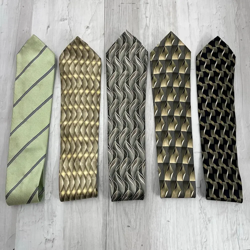 5pc Silk Tie Bundle Banana Republic Italy Facets Pierre Cardin Old Money Luxury